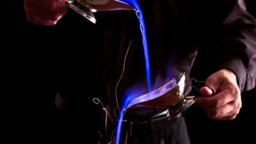 Bartender Making A Flaming Drink